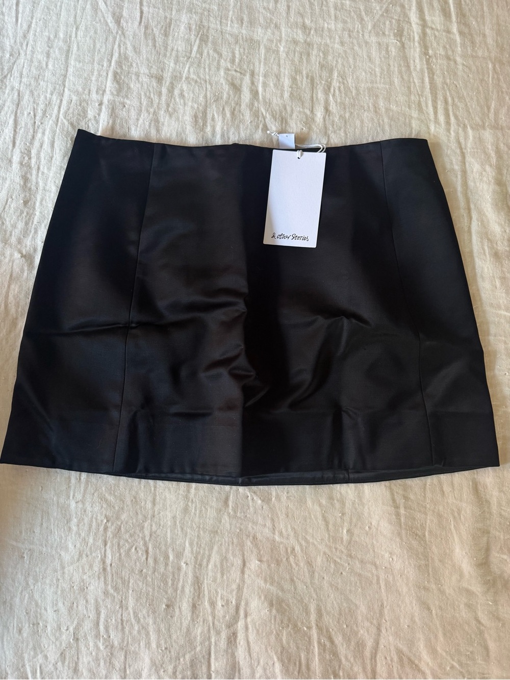 & Other Stories Black satin mini skirt